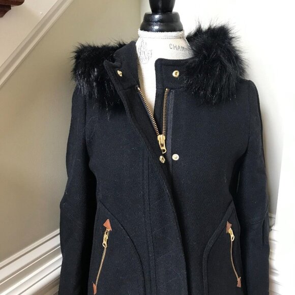 NWT JCrew Chateau Parka Jacket Coat Womens 2 Black Hooded Stadium Cloth NEW - Picture 7 of 12